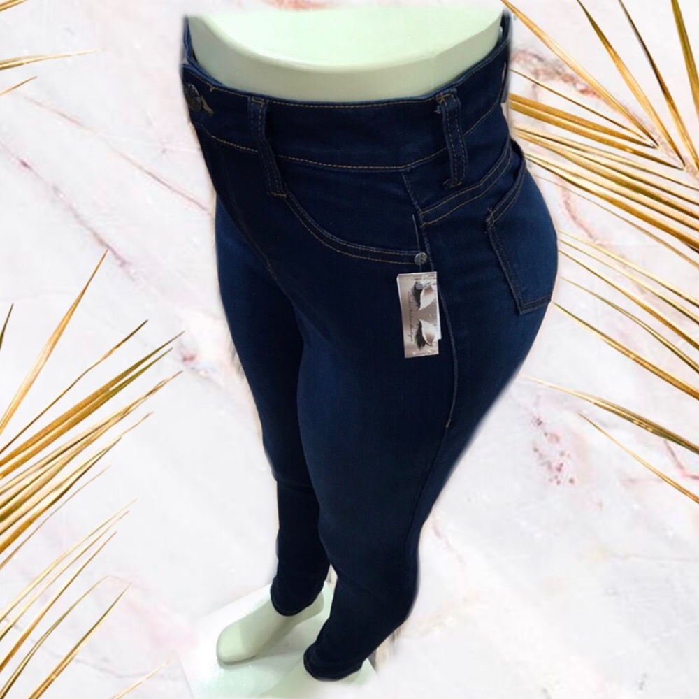 ‼️ Dark Highwaist Stretch Denim Jean High Rise - Picture 2 of 8